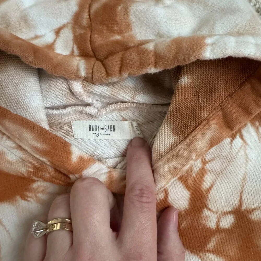 Baby Barn Organics Hooded Sweatshirt | 0–6 Months | Orange Tie Dye - Picture 2 of 3